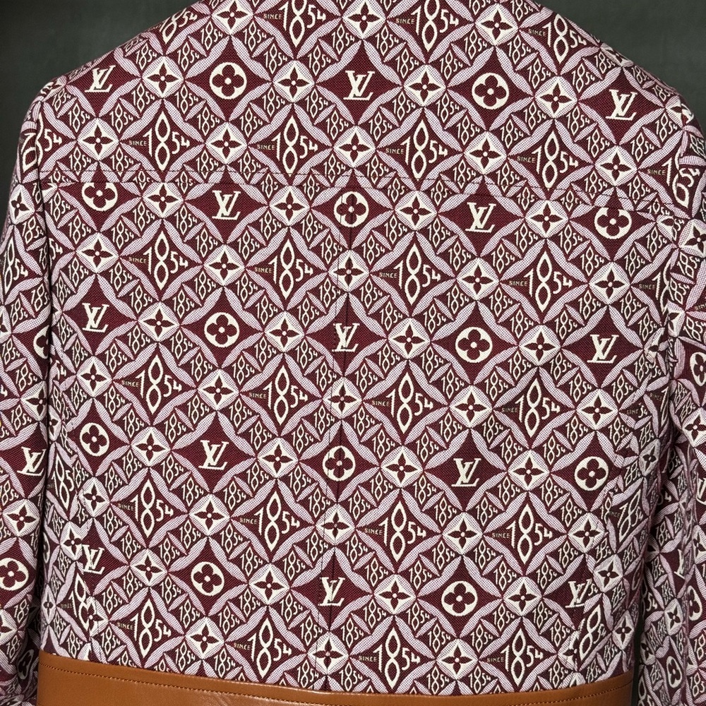 Louis Vuitton Women's Since 1854 Boxy Zipped Jacket in Burgundy & Brown Leather - Picture 5 of 13